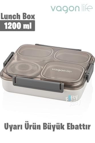 Vagonlife Büyük Ebat 1200 ML (Sızdırmaz,Karışmaz 4 Bölmeli) Lunch Box Yeni Nesil Sefer Tası -FF7080