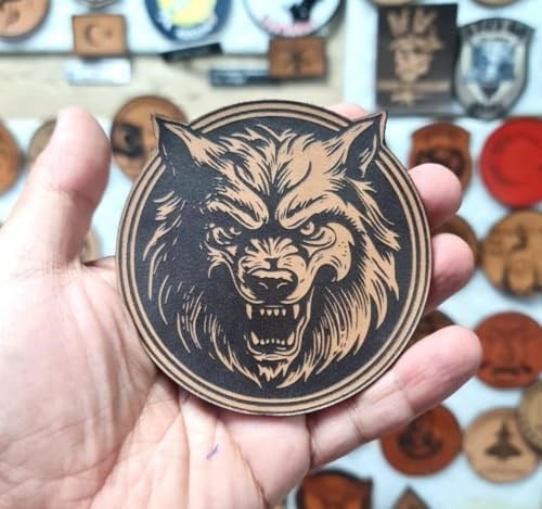 Vahşi Kurt -Yuvarlak Deri Peç - Arma - Wolf Leather Patch