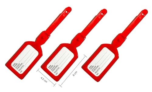 Valiz Etiketi, Valiz isimliği, 3 Adet Plastik Bavul İsimlik, Seyahat Bavul Bagaj El Çantası İsimliği, Su Geçirmez, Çanta Aksesuarı, Çanta İçin İsimlik (Kırmızı)