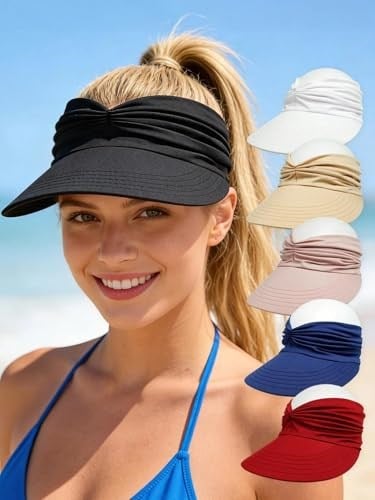 Valkyrie Kadın Geniş Siperlikli Güneş Şapkası – UV Korumalı Açık Üst Vizör Plaj Spor Tenis Golf Şapkası Siyah