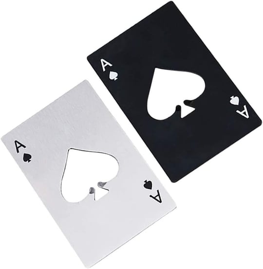 Valkyrie Poker Kart Maçı Ası Paslanmaz Çelik Şişe Açacağı Siyah