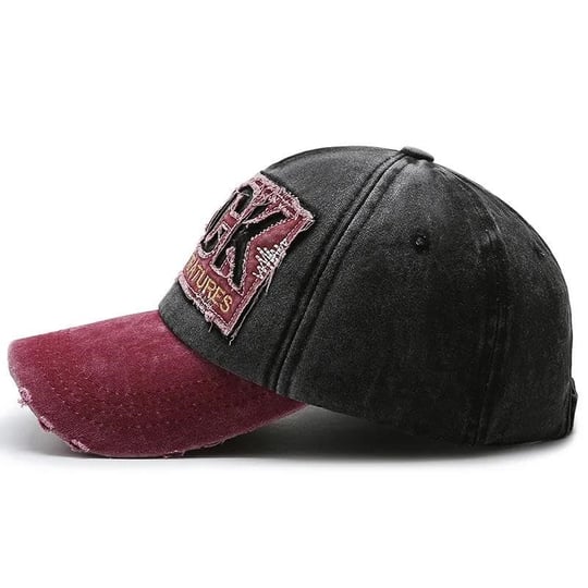 Valkyrie Rock Eskitme Trucker Şapka Unisex Metal Tokalı Ayarlanabilir Vintage Siyah Kırmızı