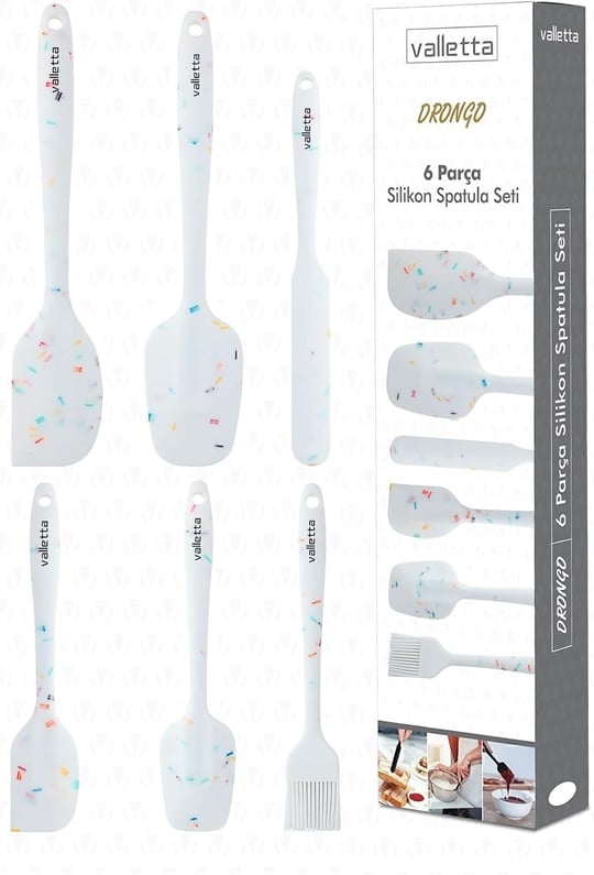 VALLETTA DRONGO 6LI SPATULA SET BEYAZ RENKLİ NOKTALI