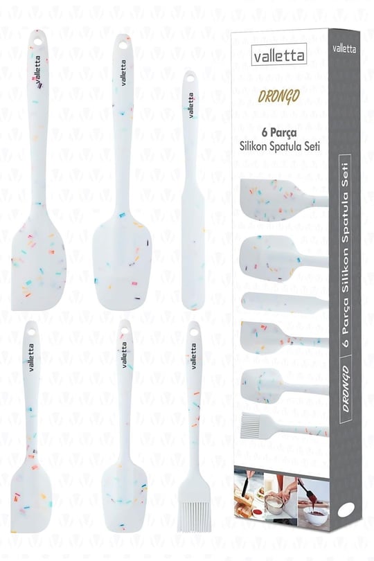VALLETTA DRONGO 6LI SPATULA SET BEYAZ RENKLİ NOKTALI