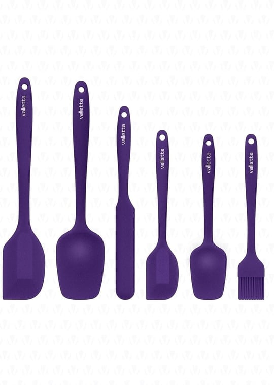 valletta Drongo Isıya Dayanıklı Yanmaz Yapışmaz Silikon Spatula Seti 6 Parça Mor