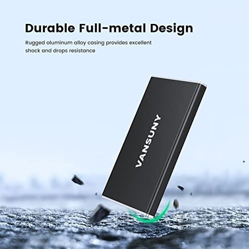 Vansuny 250 GB Taşınabilir Harici SSD, USB 3.1 Gen2 430 MB/s Yüksek Hızlı Veri Transferi, PC, Dizüstü Bilgisayar, Telefonlar ve Daha Fazlası için Metal USB C Mini Taşınabilir Harici Katı Hal Sürücüsü