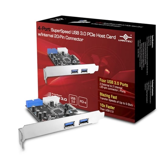 Vantec Dahili 20 pinli Ana Kart (UGT-PC345) ile 4 Bağlantı Noktalı USB 3.0 PCIe