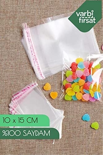 Varbifırsat Bantlı Şeffaf Poşet / 10x15 Cm 100 Adet
