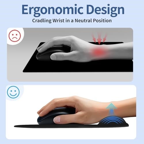 Varsamp ergonomik fare altlığı, bilek desteği ile, rahat jel bilek ve kaymaz PU taban ile ağrı kesici, bilgisayar, dizüstü bilgisayar, ofis, ev için (çiçek-4)