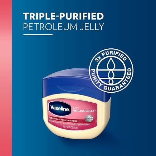 Vaseline Petroleum Jelly Bebek Cilt Bakımı Koruyucu ve Saf 4 Sayım Kuru Cildi Tedavi Eder ve Bezin Döküntüsünden Şişmiş Cildi Önler Hipoalerjenik ve Ciltte Nazik 13 Oz