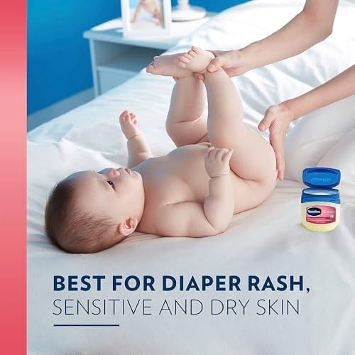 Vaseline Petroleum Jelly Bebek Cilt Bakımı Koruyucu ve Saf 4 Sayım Kuru Cildi Tedavi Eder ve Bezin Döküntüsünden Şişmiş Cildi Önler Hipoalerjenik ve Ciltte Nazik 13 Oz