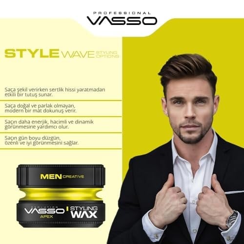 VASSO Saç Şekillendirici Mat Wax | Tüm Saç Tipleri | Doğal Tutuş ve Mat Görünüm | MATTE PASTE Apex 150 ml