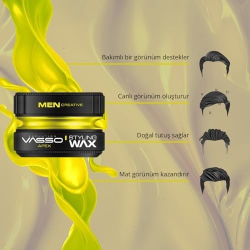 VASSO Saç Şekillendirici Mat Wax | Tüm Saç Tipleri | Doğal Tutuş ve Mat Görünüm | MATTE PASTE Apex 150 ml