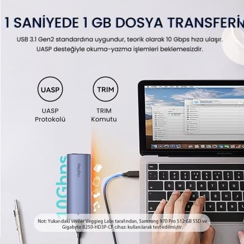VegGieg 10Gbps USB 3.1 GeN2 M.2 SATA NGFF NVME SSD Disk Kutusu