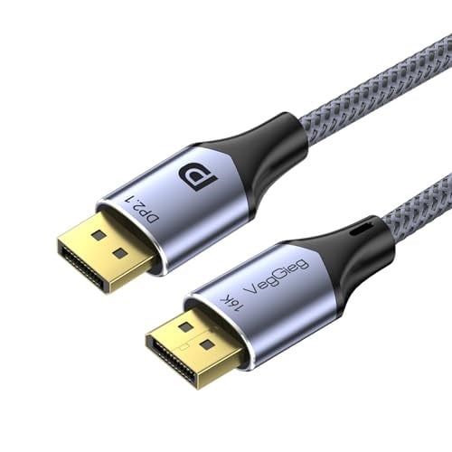 VegGieg Displayport 16K 60Hz 8K 240Hz 4K 240Hz 80 Gbps HDR ARC Örgülü DP 2.1 Kablo 1.5 Metre - Seçenekler: 1.5 Metre, 1 Metre, 2 Metre, 3 Metre