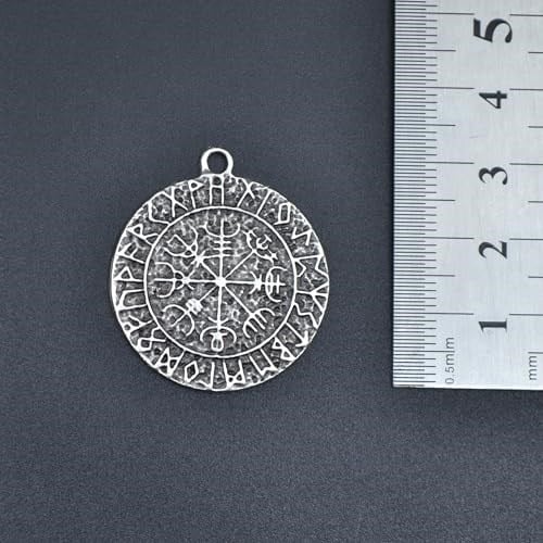 Vegvisir Viking Pusulası Deri ip Kolye - Gümüş Kaplama - Kadın Erkek Kolye - No:1009