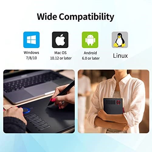 Veikk A15 Pro 10x6 İnç Profesyonel Grafik Tablet, 8192 Seviye Pilsiz Kalem, 12 Kısayol Tuşu ve Döner Kontrol Düğmesi, Windows/Mac/Android Uyumlu