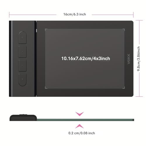 VEIKK OSU Tablet Grafik Tablet VK430 4x3 inç, Pilsiz Stylus 290RPS Raporlama Hızı, 8192 Baskı Hassasiyeti ve 4 Kullanılabilir Tuş, Windows/Android/Mac/Chrome OS ile Uyumlu