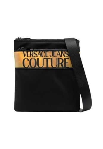 VERSACE JEANS COUTURE erkekler crossbody çanta siyah - altın, Siyah - Altın, One Size
