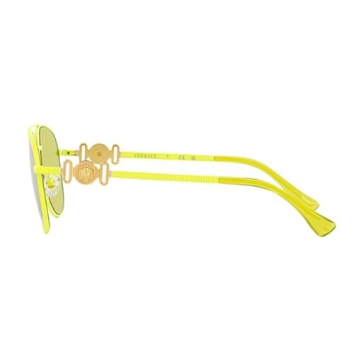 Versace VK2002 1494/2 Güneş Gözlüğü Genç Çocuk Kız Mat Fluo Sarı/Yeşil 52 mm, Mat Fluo Sarı/Altın logosu/Yeşil
