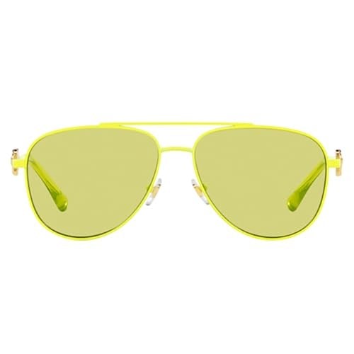 Versace VK2002 1494/2 Güneş Gözlüğü Genç Çocuk Kız Mat Fluo Sarı/Yeşil 52 mm, Mat Fluo Sarı/Altın logosu/Yeşil