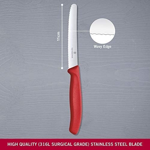 Victorinox 6.7831 SwissClassic 11cm Domates & Sosis Bıçağı, Paslanmaz Çelik Kirmizi, Classic