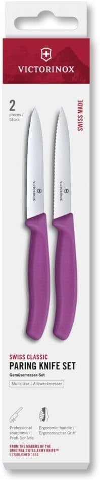 Victorinox 6.7795.2C1 Swiss Classic 2li 10cm Soyma Bıçağı Set, Mor