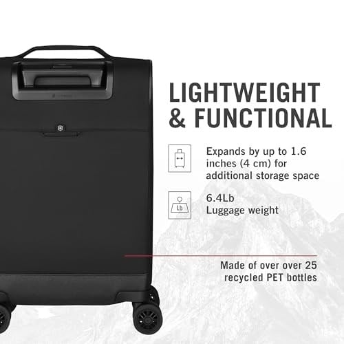 Victorinox Crosslight Frequent Flyer Carry-On - Seyahat Temelleri için Hafif Tekerlekli Bavul - Katlanabilir Düzenleyicili Genişletilebilir Bagaj, Mavi, 43 mm, Sık Uçan Yolcu