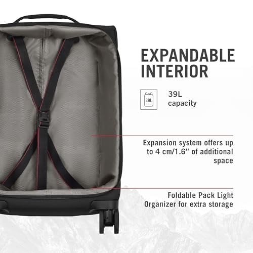 Victorinox Crosslight Frequent Flyer Carry-On - Seyahat Temelleri için Hafif Tekerlekli Bavul - Katlanabilir Düzenleyicili Genişletilebilir Bagaj, Mavi, 43 mm, Sık Uçan Yolcu