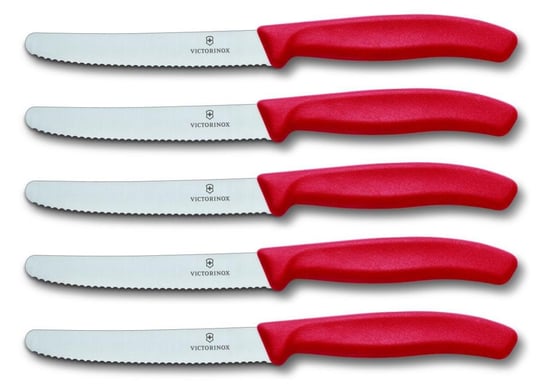 Victorinox Domates bıçağı, ekmek bıçağı, sofra bıçağı seti, 5 parça, Swiss Classic (kırmızı)