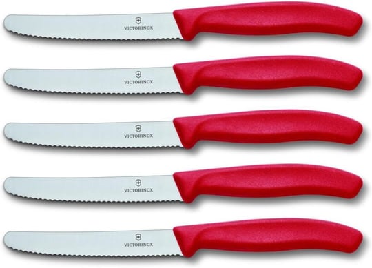 Victorinox Domates bıçağı, ekmek bıçağı, sofra bıçağı seti, 5 parça, Swiss Classic (kırmızı)