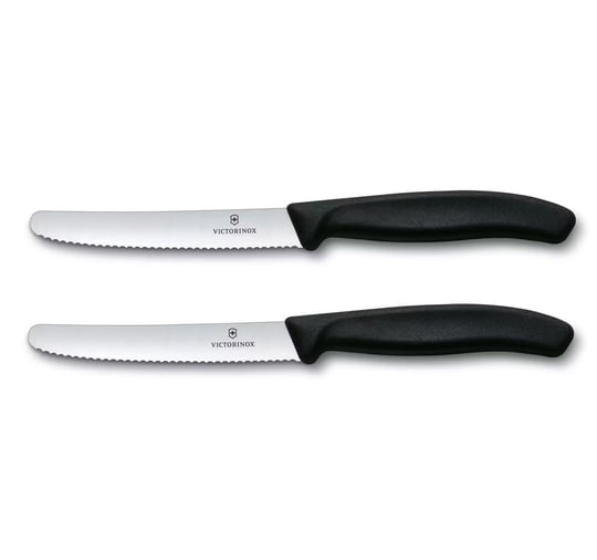 Victorinox Mutfak bıçağı seti, 2 adet (11 cm, ekstra keskin dalgalı kesim, sofra bıçağı, ergonomik sap, bulaşık makinesinde yıkanabilir)