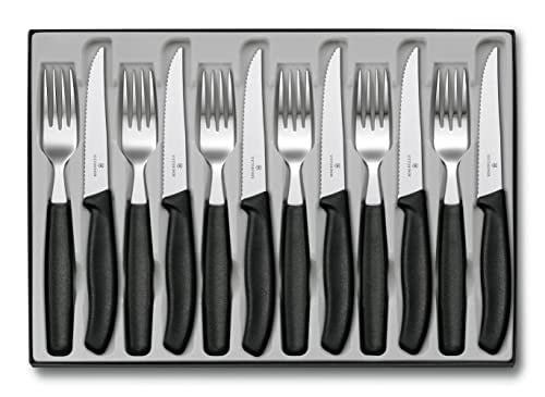 Victorinox sofra çatal bıçak seti ile biftek bıçağı, plastik, siyah, 40 x 25 x 3 cm, 12-birim
