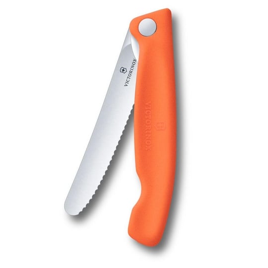 Victorinox Swiss Classic katlanır piknik bıçağı, yürüyüş, meyve, sebze, sandviç, sosis, tırtıklı bıçak, ekstra keskin, turuncu
