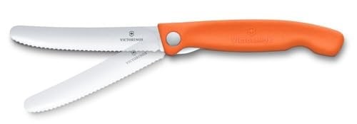 Victorinox Swiss Classic katlanır piknik bıçağı, yürüyüş, meyve, sebze, sandviç, sosis, tırtıklı bıçak, ekstra keskin, turuncu