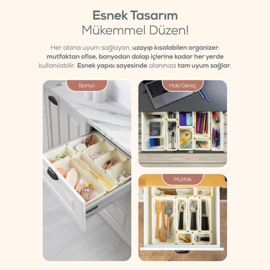 Vienev 10lu Set Ayarlanabilir Çekmece Içi Düzenleyici Kutu – Uzayıp Kısalabilen Organizer Seti (5a2b2c1d)