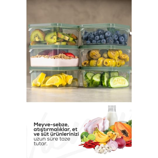 Vienev 12li 350 Ml Buzdolabı Dondurucu Organizer Mikrodalga Ve Difrize Uygun Saklama Kabı Yeşil