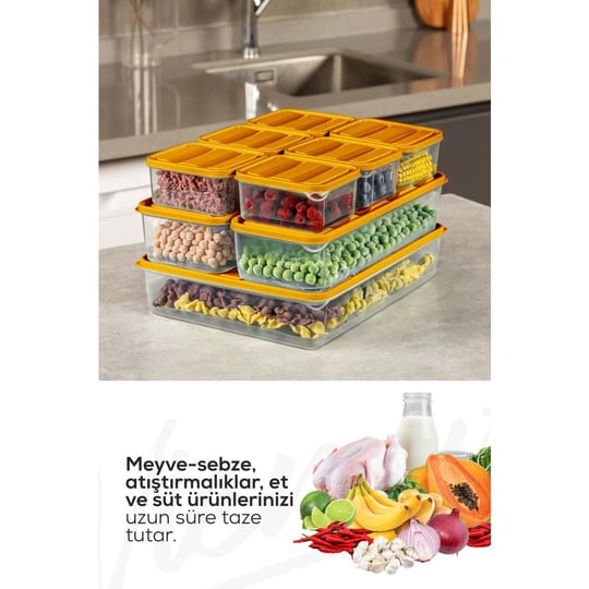 Vienev 20li Buzdolabı Organizer Ve Saklama Kabı Turuncu 12x(350ml) 4x(1,75lt) 2x(1,65lt) 2x(3,5lt)