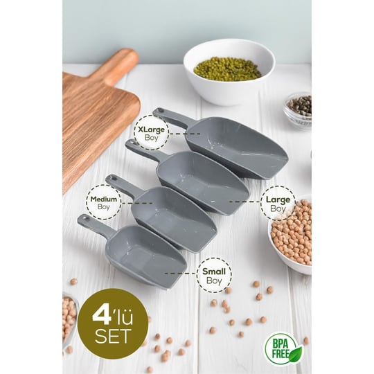 Vienev 4lü Set Plastik Erzak Kürek Seti Gri