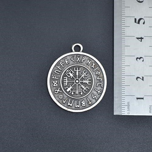 Viking Pusulası Vegvisir Deri ip Kolye - Gümüş Kaplama - Kadın Erkek Kolye - No:791
