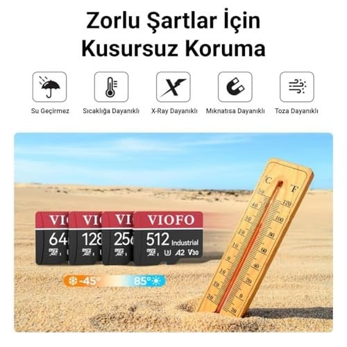 Viofo High Endurance 128GB Class 10 A2 V30 100MB/s Okuma 80MB/s Yazma Micro SD Hafıza Kartı