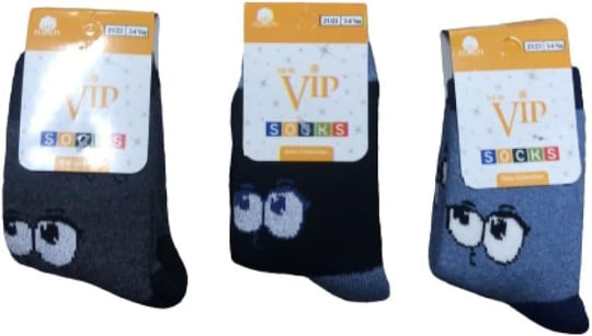 Vip 3 Çift Çocuk Havlu Çorap Çok Renkli 11-12 Yaş
