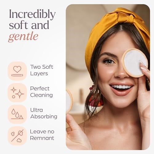 VIVAGO Tekrar Kullanılabilir Makyaj Temizleyici Pedler - (20li Paket) Yıkanabilir İpli Çamaşır Torbası ve Bambu Tutucu ile Yüz için Yumuşak Tekrar Kullanılabilir Pamuk Yuvarlaklar - Tüm Cilt Tipi Cil