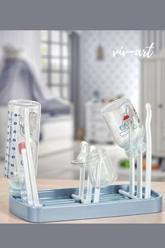 Vivart Taşınabilir Çok Amaçlı Biberon Emzik Kurutucu Kurutmalık Bebek Çocuk Sağlığı Bulaşıklık Kurutma Mavi 25 x 30
