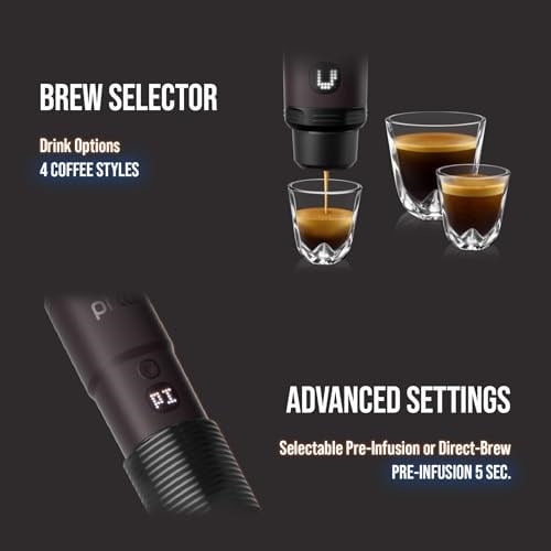 WACACO Elektrikli ve Taşınabilir Kahve Makinesi, 4 Kahve Çeşidi ve Hızlı Isınma, 3 x 3000mAh Pil ile 5 Espressoye Kadar, 20 Bar Taşınabilir Espresso Makinesi Öğütülmüş Kahve ve NS Kapsül İçin