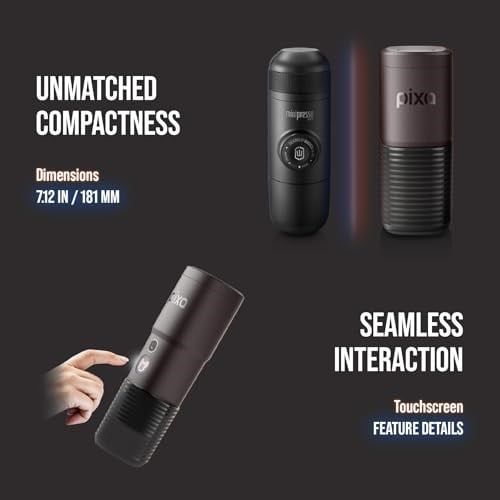 WACACO Elektrikli ve Taşınabilir Kahve Makinesi, 4 Kahve Çeşidi ve Hızlı Isınma, 3 x 3000mAh Pil ile 5 Espressoye Kadar, 20 Bar Taşınabilir Espresso Makinesi Öğütülmüş Kahve ve NS Kapsül İçin