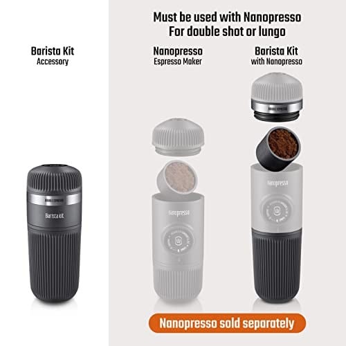 WACACO Nanopresso Barista Kit, Taşınabilir Espresso Makinesi için Aksesuar Nanopresso Çift Espresso, Lungo