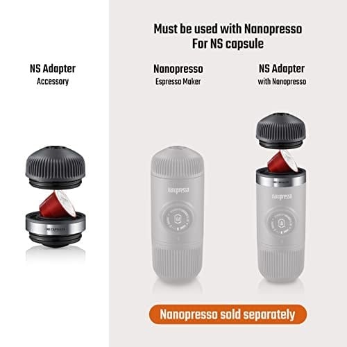 Wacaco Nanopresso NS adaptörü, Nanopresso taşınabilir espresso makinesi için aksesuar, NS kapsülleri ile uyumlu, seyahat, kamp veya ofis için mükemmel (mini pressoya uymaz)