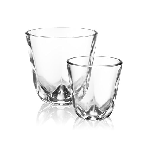 WACACO Stellar Espresso Bardak 2li Set, Kahve Fincanı 1 x 60 ml & 1 x 200 ml, Soda-Lime Cam, Sekiz Taraflı Tasarım, Espresso, Latte, Cappuccino, Mocha için Kahve Kupası