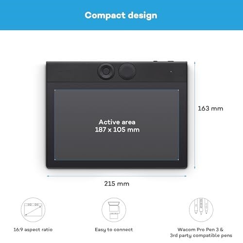Wacom Intuos Pro S - PTK470K0B - Yenilikçi grafik tableti, Wacom Pro Pen 3 dahil, video düzenleme